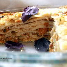 Рецепт Блинная лазанья с лисичками и творожным кремом