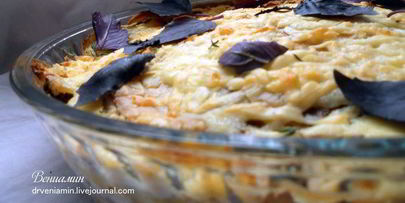 блинная лазанья с лисичками и творожным кремом