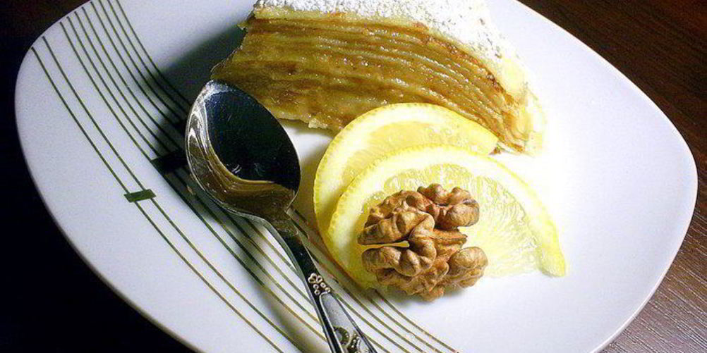 Рецепт блинный тортик с миндальным кремом