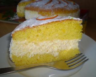 Легкий бисквит с апельсиново-творожным кремом