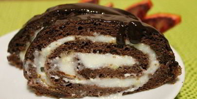 шоколадный рулет с кремом из манки