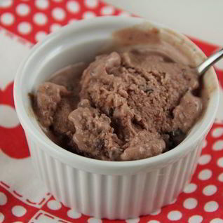 Мороженое с малиной и шоколадом