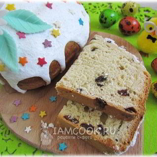 Сдобный кулич с изюмом в хлебопечке