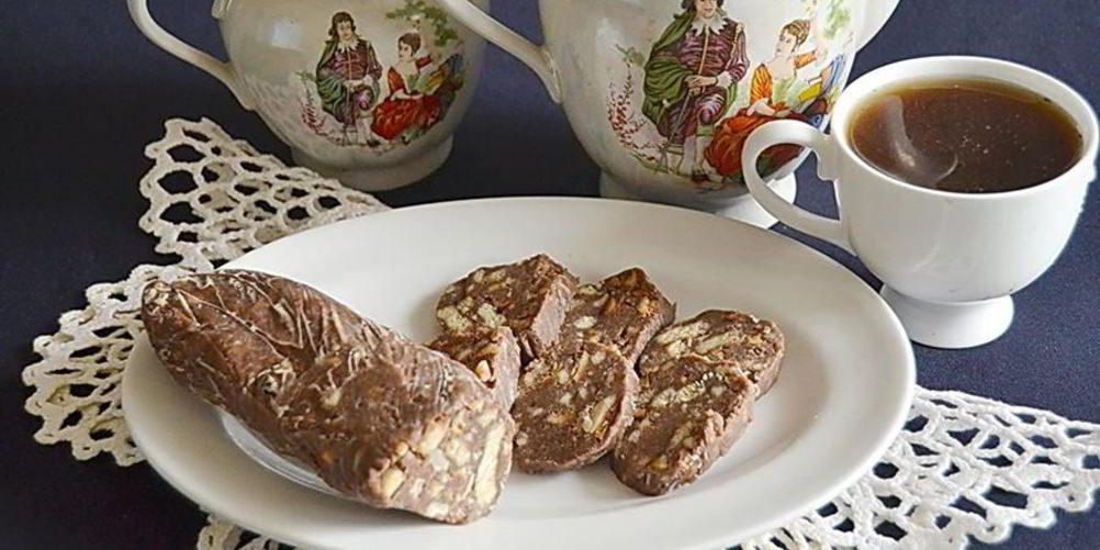 Рецепт сладкая колбаска из печенья и какао