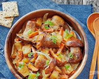 Картофель с белыми грибами