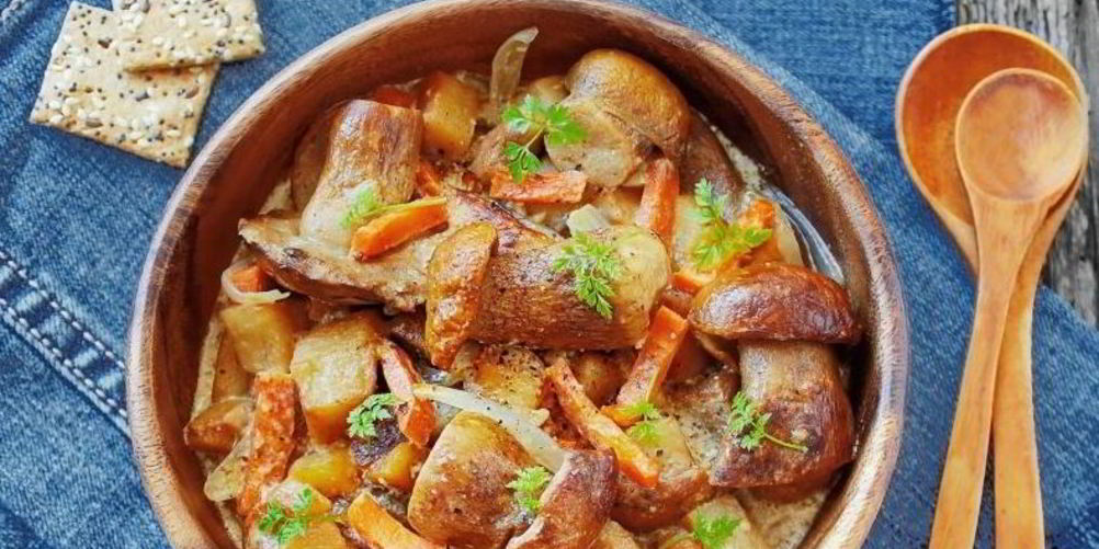 Рецепт картофель с белыми грибами