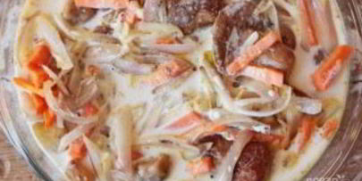 картофель с белыми грибами