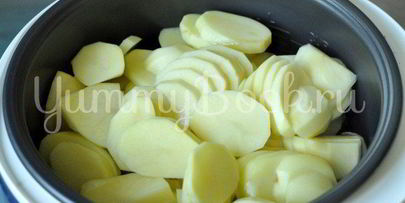 картофель с курицей и грибами в мультиварке