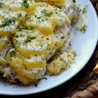 Картофель с луком и сметаной