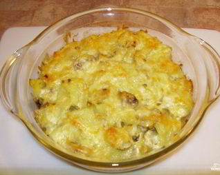 Картофель с шампиньонами и сыром в духовке