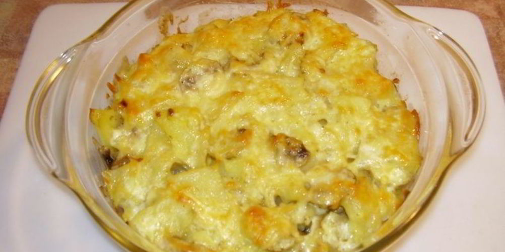 Рецепт картофель с шампиньонами и сыром в духовке