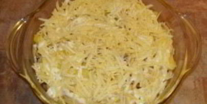 картофель с шампиньонами и сыром в духовке