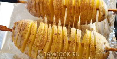 картофель спиралью на шпажках в духовке
