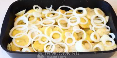 картошка с куриным филе и помидорами в духовке