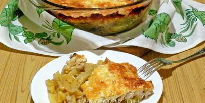 картошка с курицей и сыром в духовке