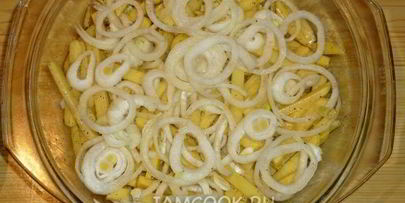 картошка с курицей и сыром в духовке