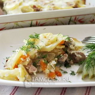 Картошка с мясом слоями в духовке