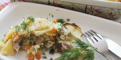 картошка с мясом слоями в духовке