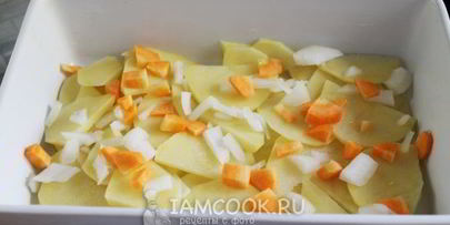 картошка с мясом слоями в духовке
