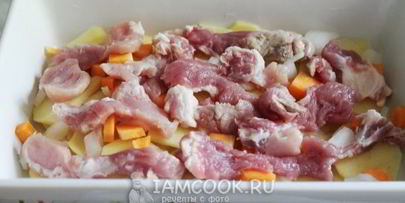 картошка с мясом слоями в духовке