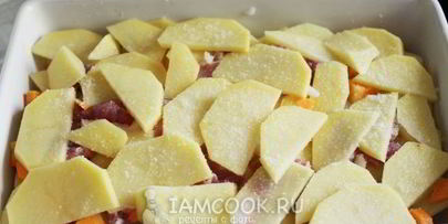 картошка с мясом слоями в духовке
