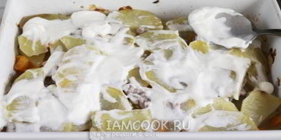 картошка с мясом слоями в духовке