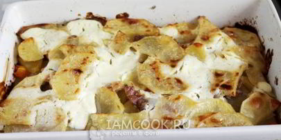 картошка с мясом слоями в духовке