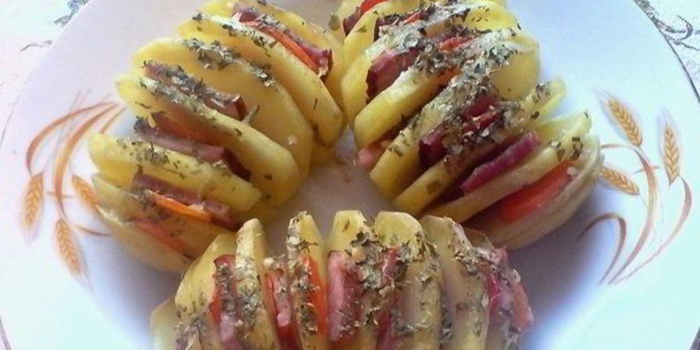 Рецепт картошка с ветчиной в духовке