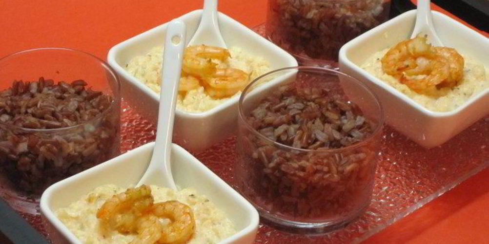 Рецепт красный рис с креветочным кремом