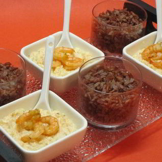 Красный рис с креветочным кремом