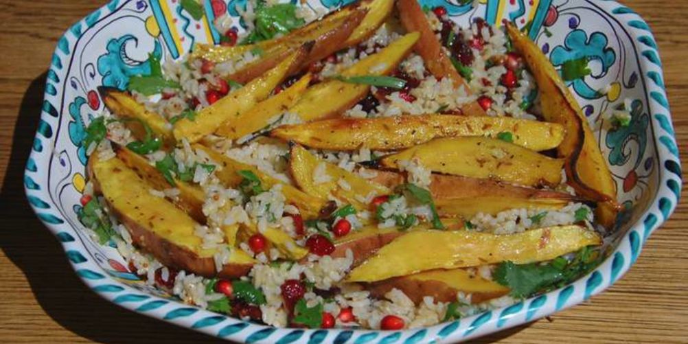 Рецепт рис с бататом, клюквой и гранатом