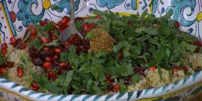 рис с бататом, клюквой и гранатом