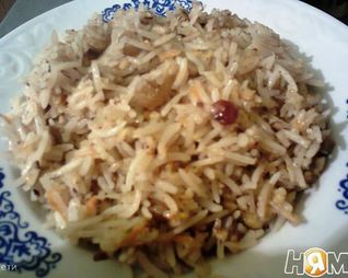 Рис с грецким орехом и апельсином