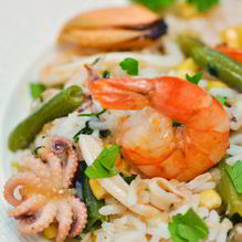 Рецепт Рис с морепродуктами и овощами
