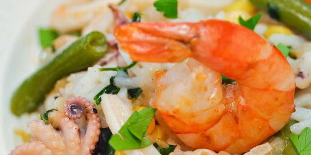 Рецепт рис с морепродуктами и овощами