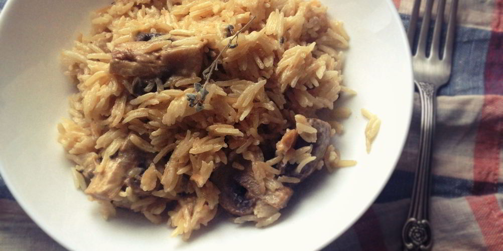 Рецепт сливочный рис с шампиньонами и орегано