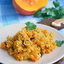 Рецепт Тушеный рис с тыквой и беконом