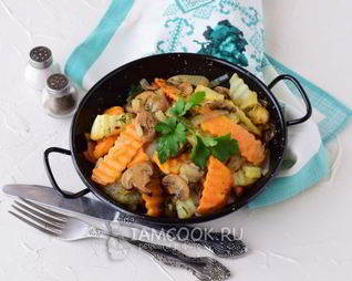 Жареная картошка с грибами и луком