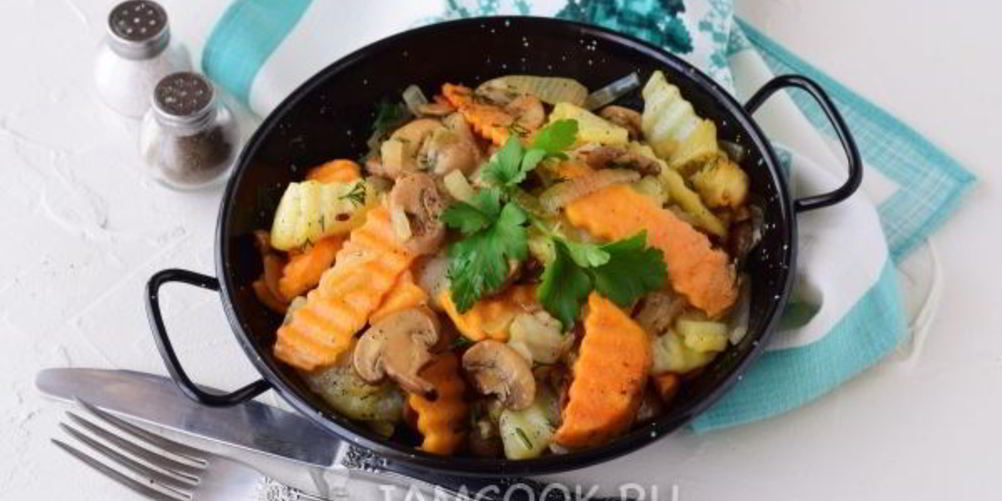 Рецепт жареная картошка с грибами и луком