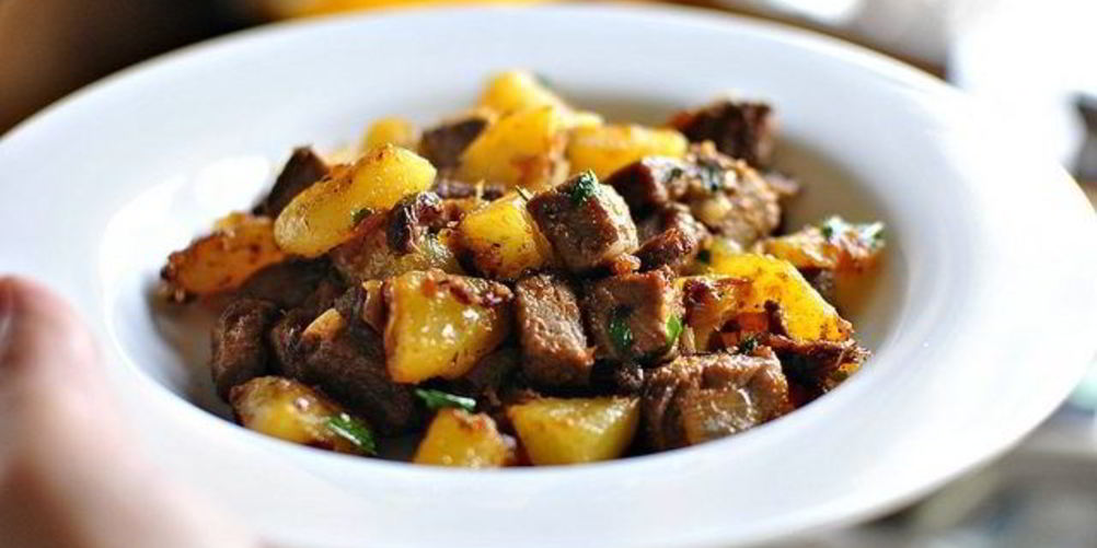 Рецепт жареная картошка с мясом