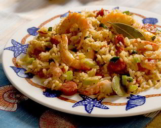 Жареный рис с креветками