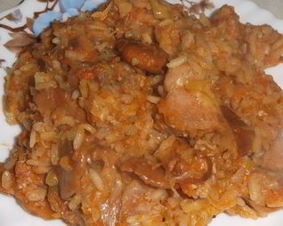 Ленивые голубцы с лисичками и гузками индейки