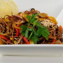 Рецепт Гречневая лапша с морепродуктами