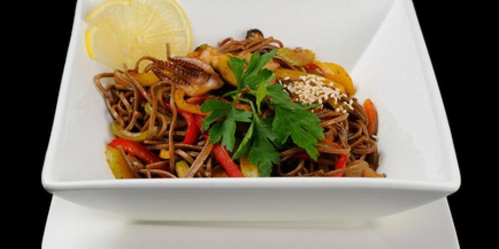 Рецепт гречневая лапша с морепродуктами