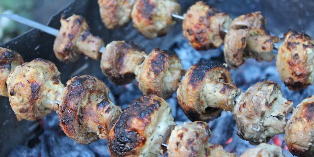 Рецепт шампиньоны на костре