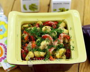 Шампиньоны с болгарским перцем и пармезаном