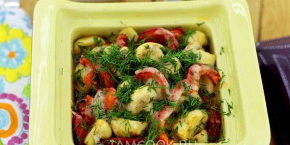 Рецепт шампиньоны с болгарским перцем и пармезаном