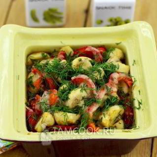 Шампиньоны с болгарским перцем и пармезаном