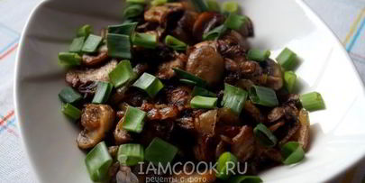 жареные шампиньоны с луком