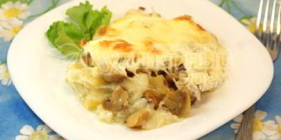 картофельное пюре под шампиньонами